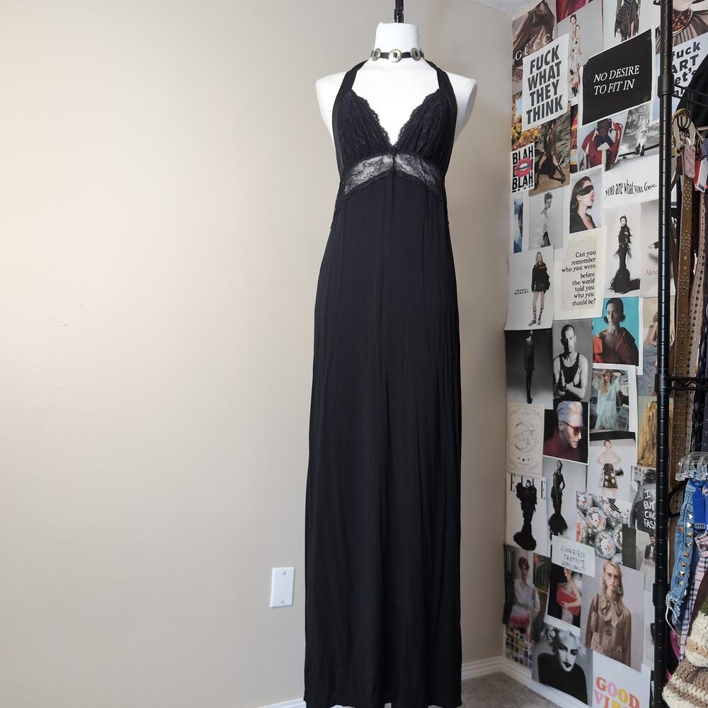 Lace Halter Maxi Whimsygoth Dress